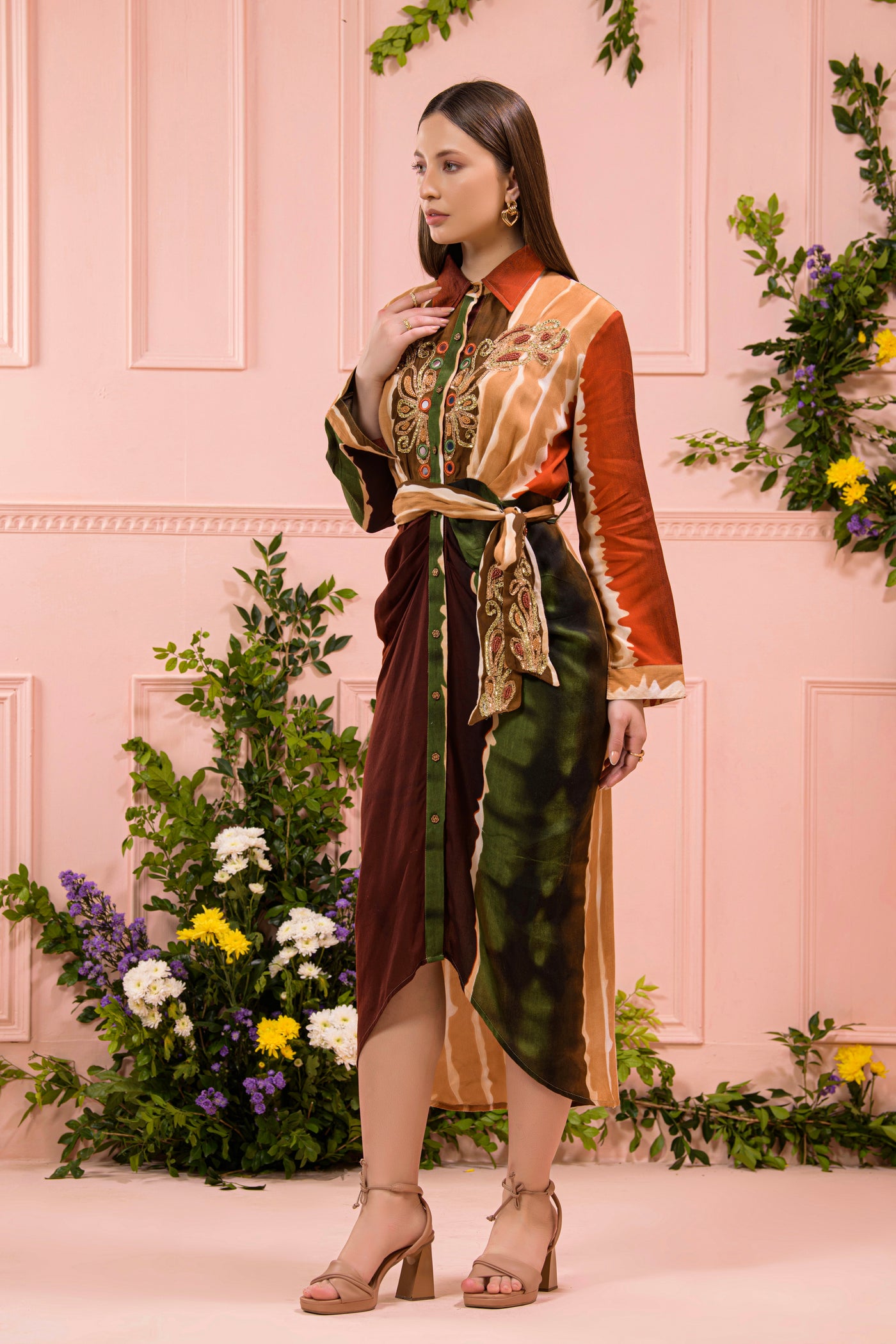 draped shirt dress CHLOE DRAPED SHIRT DRESS Papa Pia